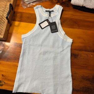 Marissa Webb Sky Blue Waffle Slim Knit Tank